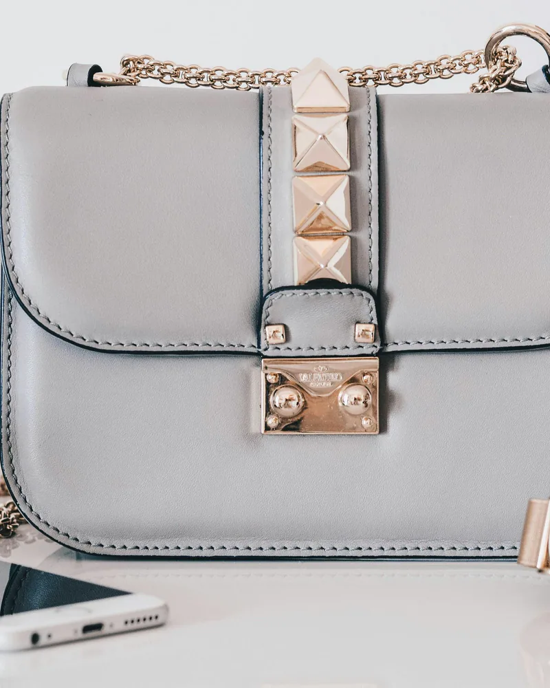 Valentino Rockstud Shoulder Bag, Pearl grey