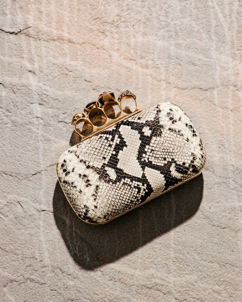 Alexander McQueen Knuckle Box Clutch, Natural python print