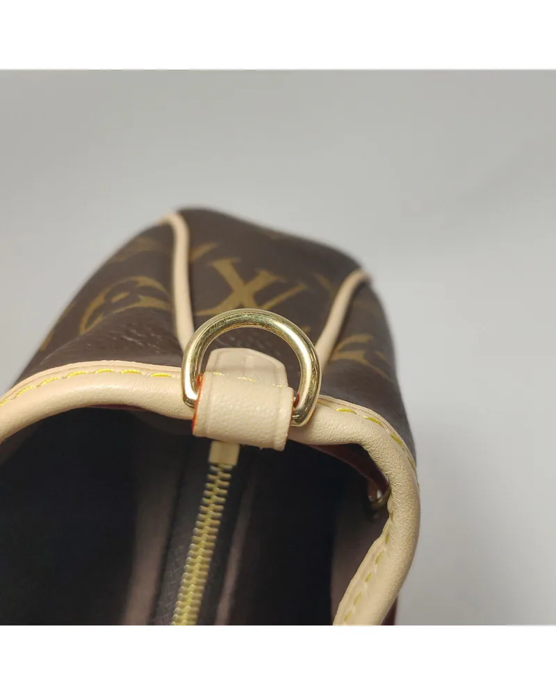 Louis Vuitton Nano Monogram Bag, close up light wear on the hardware