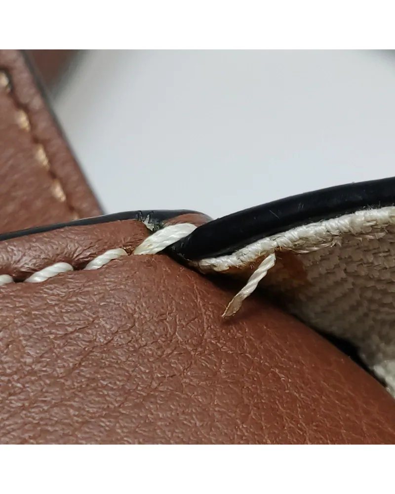 Loewe Hammock Small, close up light loose stitching on the lining