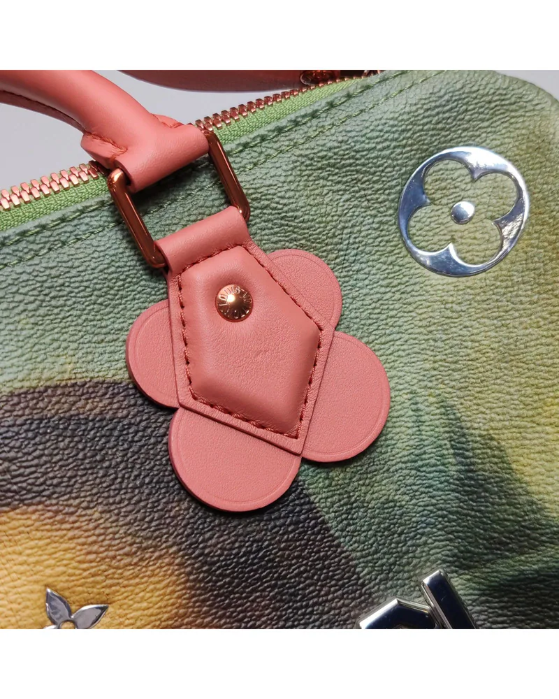 Louis Vuitton Speedy 30, Masters Da Vinci (Mona Lisa), close up light wear on the handle