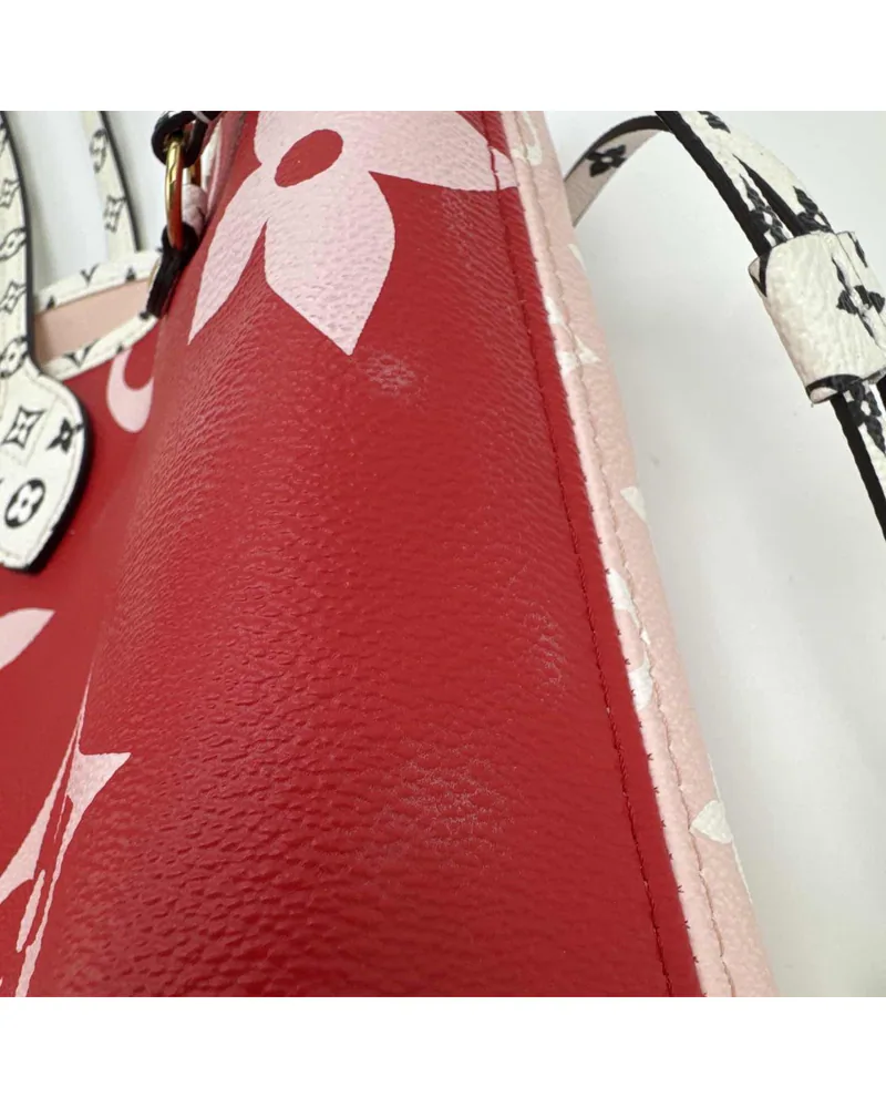 Louis Vuitton Neverfull MM, Giant Monogram, close up moderate wear on the body and the front