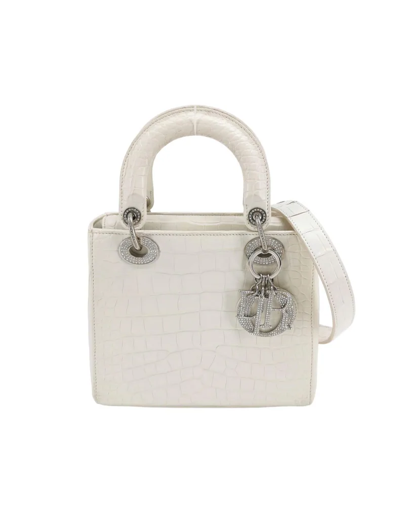 Dior Lady Dior Small, Crocodile, White