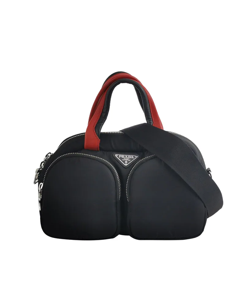 Prada Re-Nylon Cargo Crossbody, Black and red