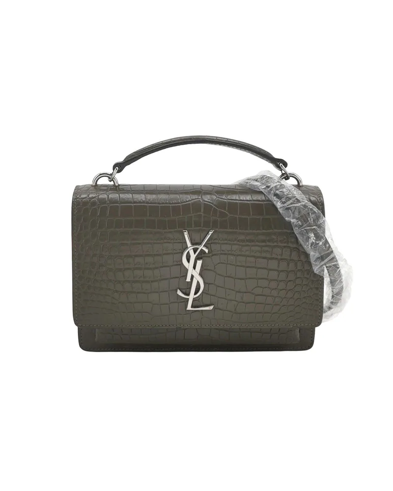Saint Laurent Sunset, Croc-Embossed, Brown