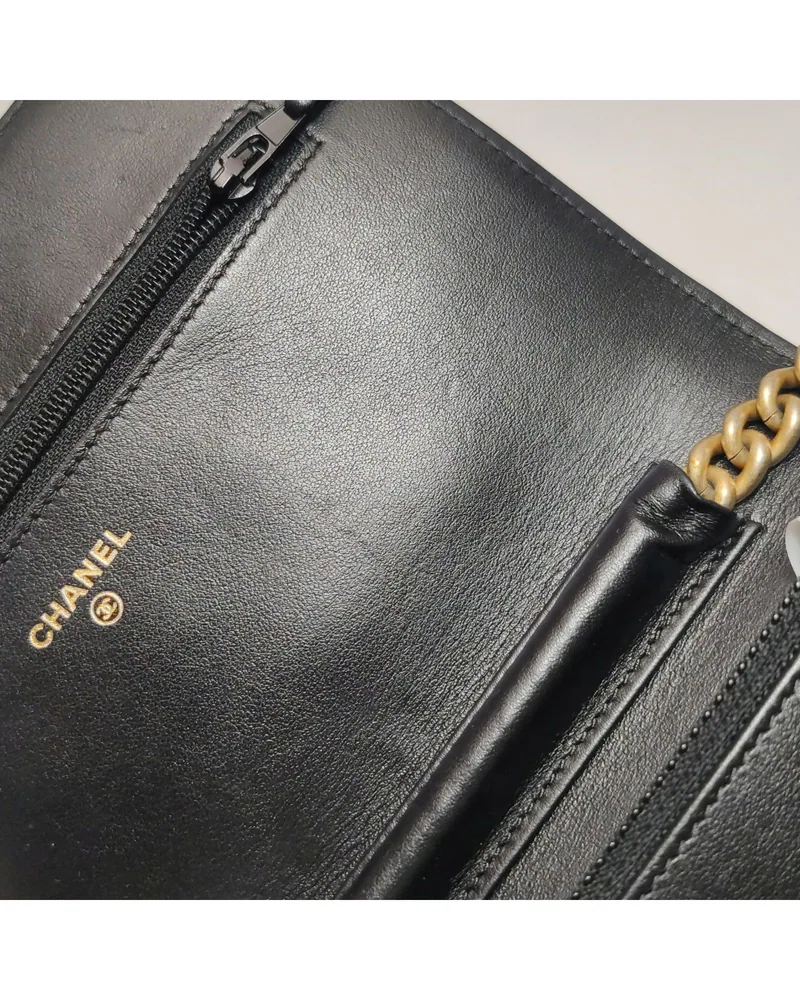 Chanel Boy Wallet on Chain, close up light scratches on the lining