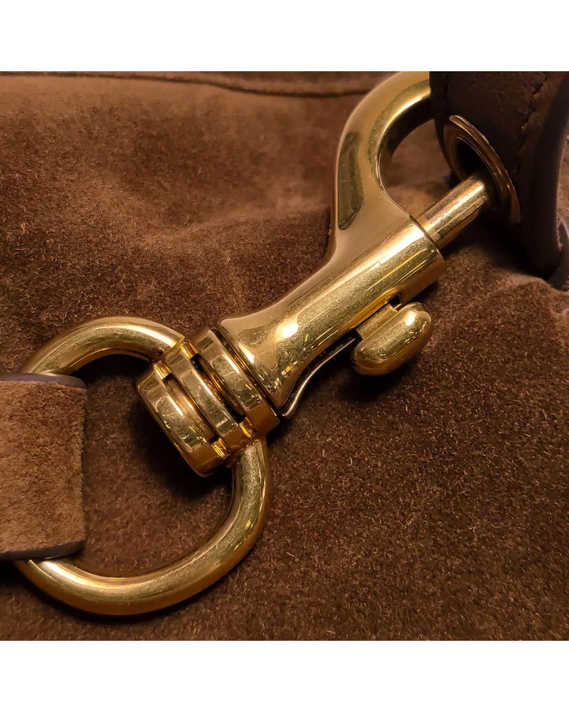 Miu Miu Aventure, Suede, close up light wear on the hardware